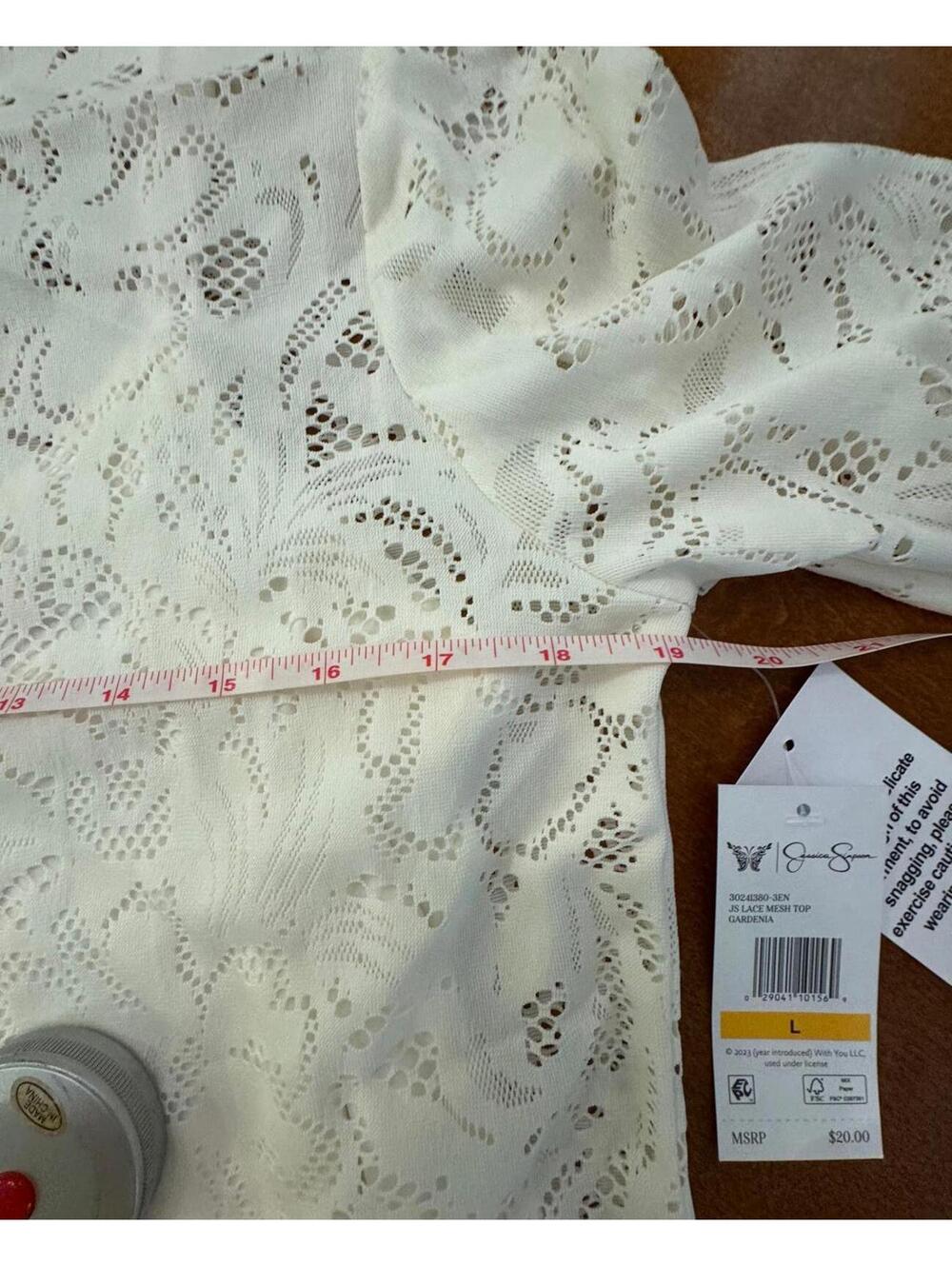 Jessica Simpson White Lace Long Sleeve Blouse Size Large 1-121 - Picture 6 of 6